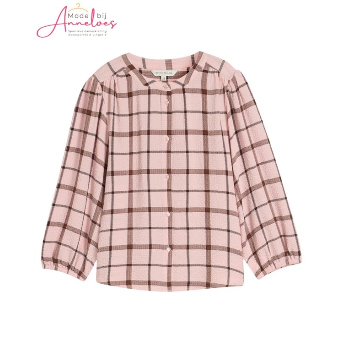 Tom Tailor dames blouse 1052595 Ruit Roze bruin